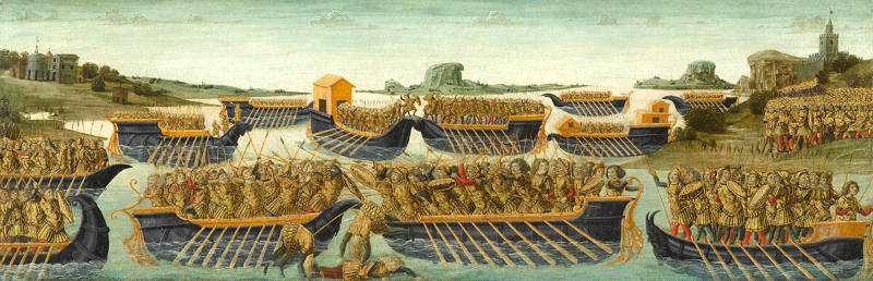 Panel from a wedding chest: The Battle of Actium