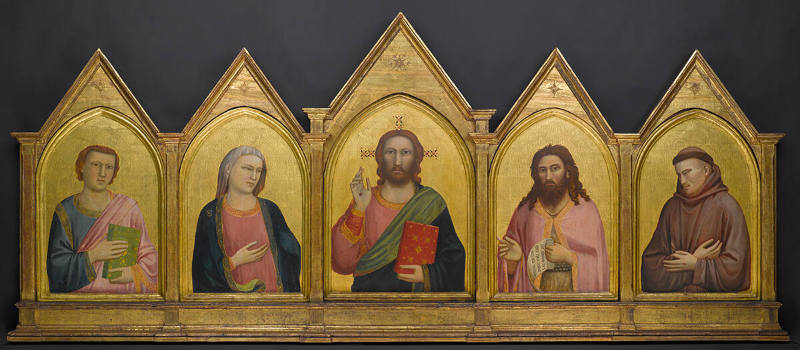 Christ Blessing with Saint John the Evangelist, the Virgin Mary, Saint John the Baptist, and Saint Francis (known as The Peruzzi Altarpiece)

