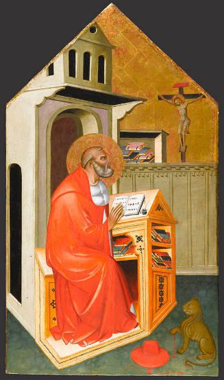 Votive panel or altarpiece for a Hieronymite church: Saint Jerome in his Study