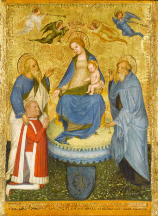 Valve of a diptych: Virgin and Child with Saint John the Evangelist, Saint Anthony Abbot, and Donor