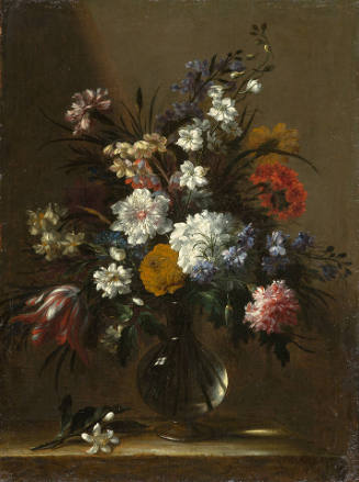 A Vase of Flowers on a Table and Citrus Blossoms