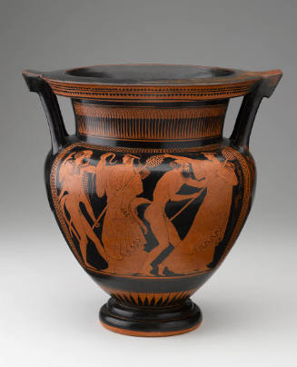 Column krater with satyrs and maenads