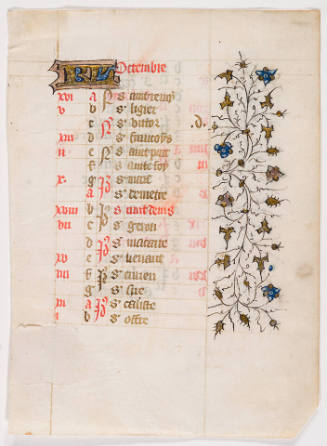 Leaf from a book of hours, Use of Paris: Calendar page for October