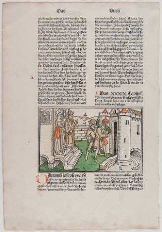 Leaf from the “Ninth German Bible”: Joseph Accused by Potiphar’s Wife (Genesis 39); Imprint: Printed in Nuremberg by Anton Koberger, 17 February 1483
