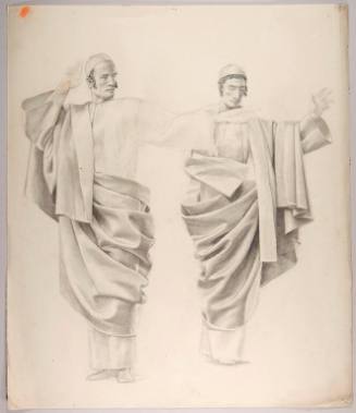 Two Standing Figures with Skull Caps