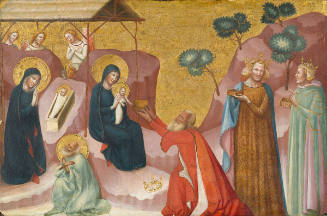 Panel from a dismembered altarpiece: The Nativity and the Adoration of the Magi