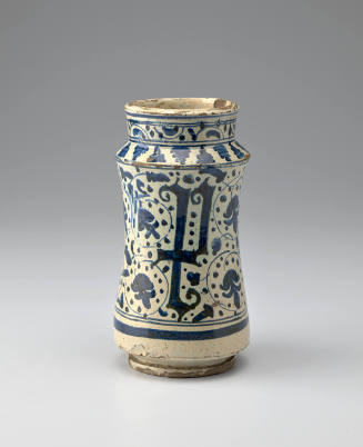 Pharmacy jar (albarello) with Gothic letter forms